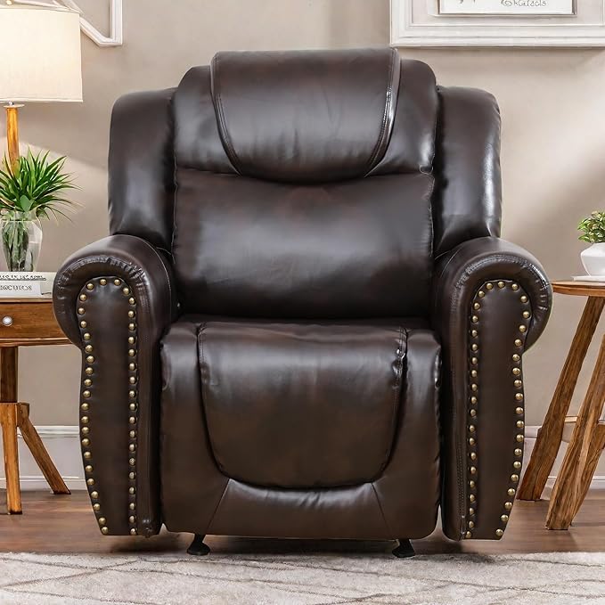Power Recliner Chair, Leather Recliners with Home Theater Seating, Oversized Single Electric Recliner Sofa Breathable Living Room Chairs for Adults Reading Gaming, Red