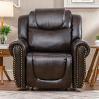 Power Recliner Chair, Leather Recliners with Home Theater Seating, Oversized Single Electric Recliner Sofa Breathable Living Room Chairs for Adults Reading Gaming, Red