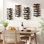 Hoctieon 6 Tier Wall Mount Wine Rack, Wall Mounted Wine Bottle Racks for Display and Storage, Hanging Bottle Holder for Living Room, Dining Room, Bar, Wine Cellar, Rustic Brown
