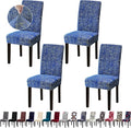 Chair Covers, Dining Room Chair Covers, Stretch Kitchen Chair Covers/Dining Room Chair Covers Set of 4, Removable Washable Dining Chair Slipcovers for Home, Hotel, Banquet, Linen Blue Pattern