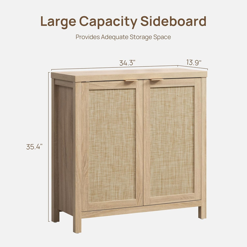 SICOTAS Rattan Sideboard Buffet Cabinet with Large Storage : Boho Credenza Co...