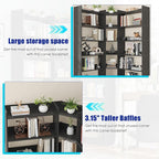 70.8" Tall Corner Bookshelf and Bookcases, 7 Tiers Morden Large Etagere Bookcases Storage Display Rack with Baffle, Industrial L-Shaped Bookshelves for Bedroom, Home Office, Living Room, Black