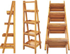 4-Tier Acacia Wood Display Ladder Shelf, Rustic Storage Stand for Fruits, Beverages, Snacks