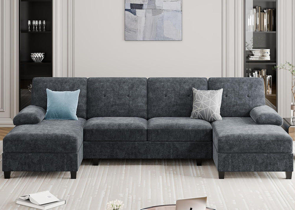 Sectional Couches for Living Room, U Shaped Couch 4 Seat Sectional Sofa with ...