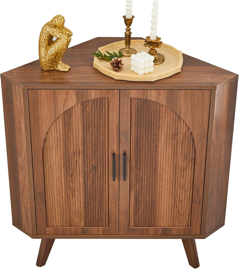 BERRYMERRY Fluted Corner Cabinet with Storage,Space Saving Corner Floor Cabin...