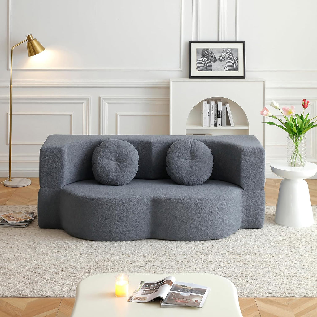 75" Convertible Folding Sofa Bed, 2-in-1 Full Size Floor Boneless Couch Bed, Loveseat sleeper Couch, Memory Foam Floor Sofa Sleeper SofaBed, Small couches for small spaces, No Assembly (Grey)
