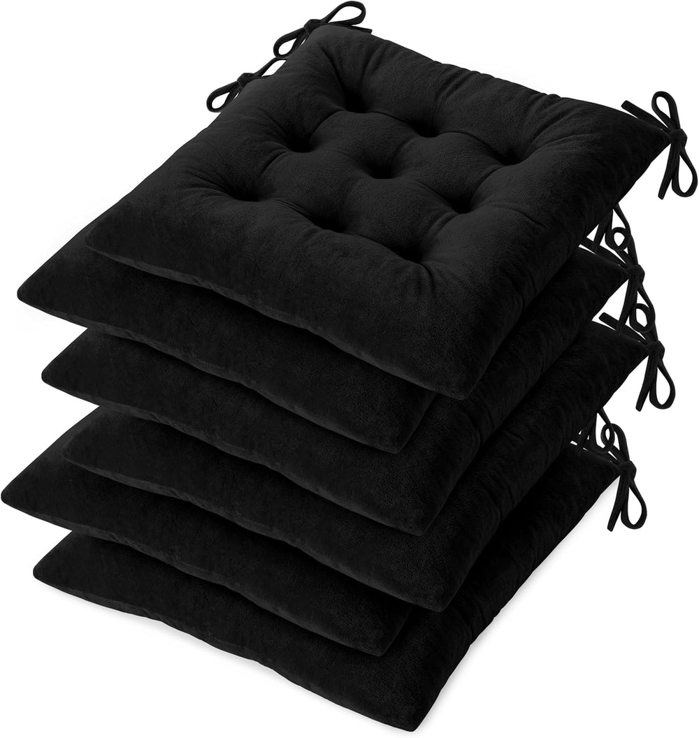 OVOV Kitchen Chair Cushions Set of 6 for Dining Room 15.5"x15.5" Black
