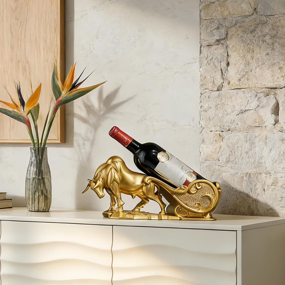 XINXUAN Gold Bull Pantry Organizers and Storage, Wall Street Figurine | Wine ...