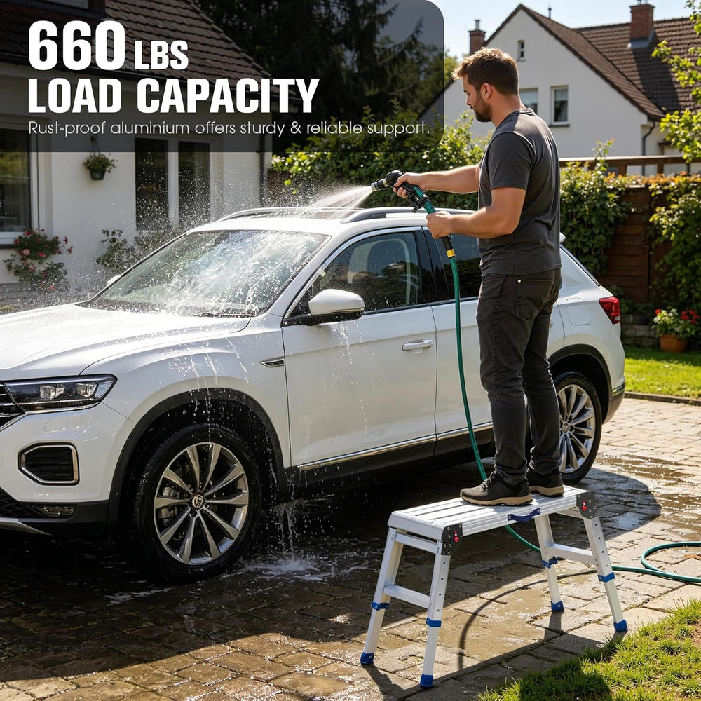 Aluminium Work Platform 660 Lbs, Portable Scaffolding Platform with One-Touch...