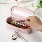 Aveniee Clear Makeup Brush Bag, Slim Cosmetic Brush Holder, small Toiletry Bag Mini Travel Case for Women, Thin Make up Bags with Dual Zipper, Cute Travel Essentials Organizer,Pink