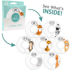 Baby Closet Size Dividers for Baby Clothes - 7X Dividers, Safari [White] | Elephant Giraffe Zebra Lion Monkey Cheetah, Nursery Closet Dividers for Baby Clothes, Nursery Decor, For Boy or Girl