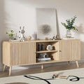Mid Century Modern TV Stand for Televisions up to 70 Inches, with Sliding Doors and Storage, Television Stands, TV Consoles, Media Consoles for Living Room, 63 Inch (Natural)