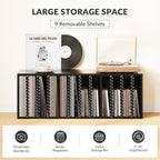 IOTXY DIY Modular Cube Bookcase - CubeXY Customizable Stackable Expandable Basic Shelving Units, 12-Cube Wooden Open Bookshelf with Removable Shelves for Vinyl Record Storage Organizer, Black
