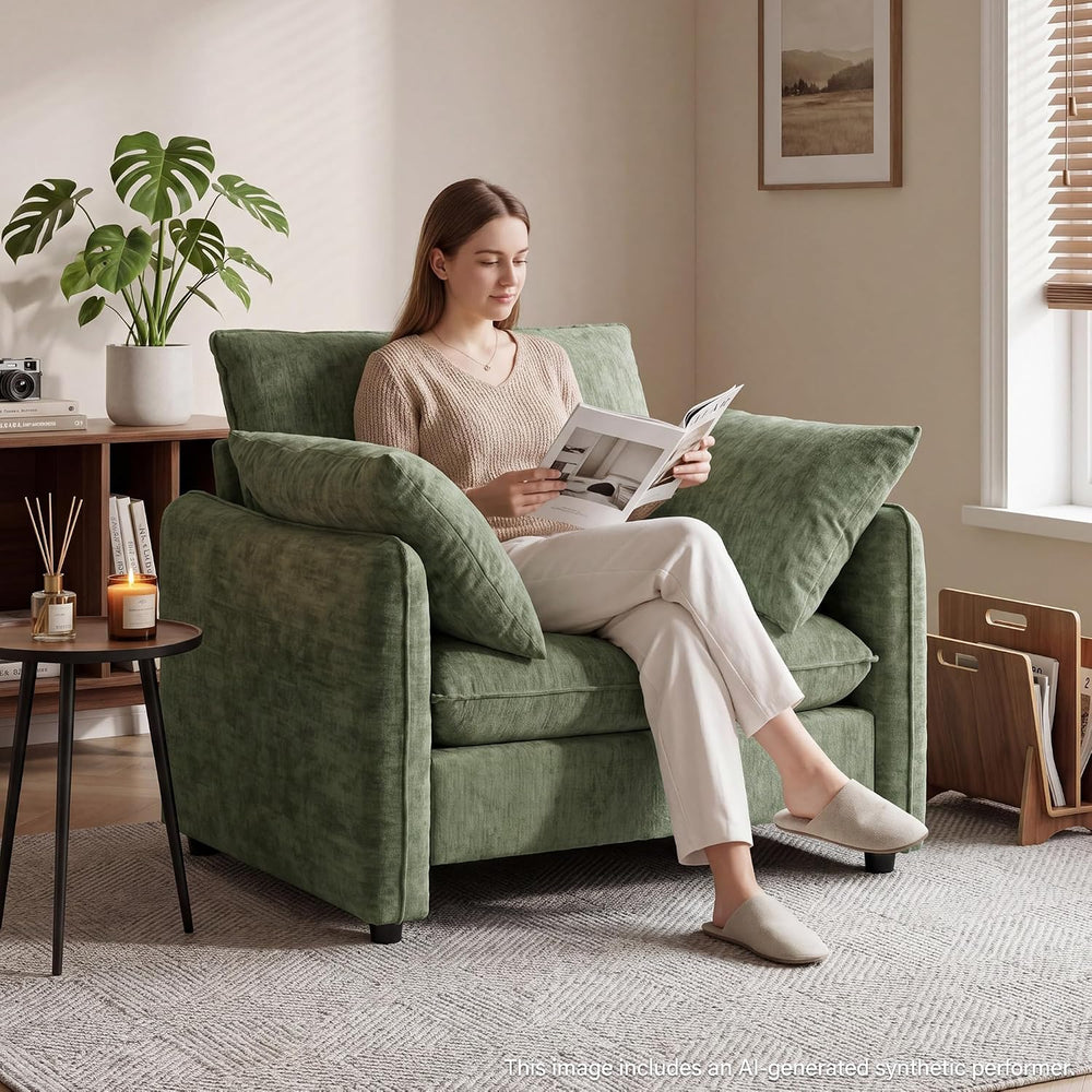 Elegant Oversized Accent Chair for Living Room, 42.1", Chenille, Green |...