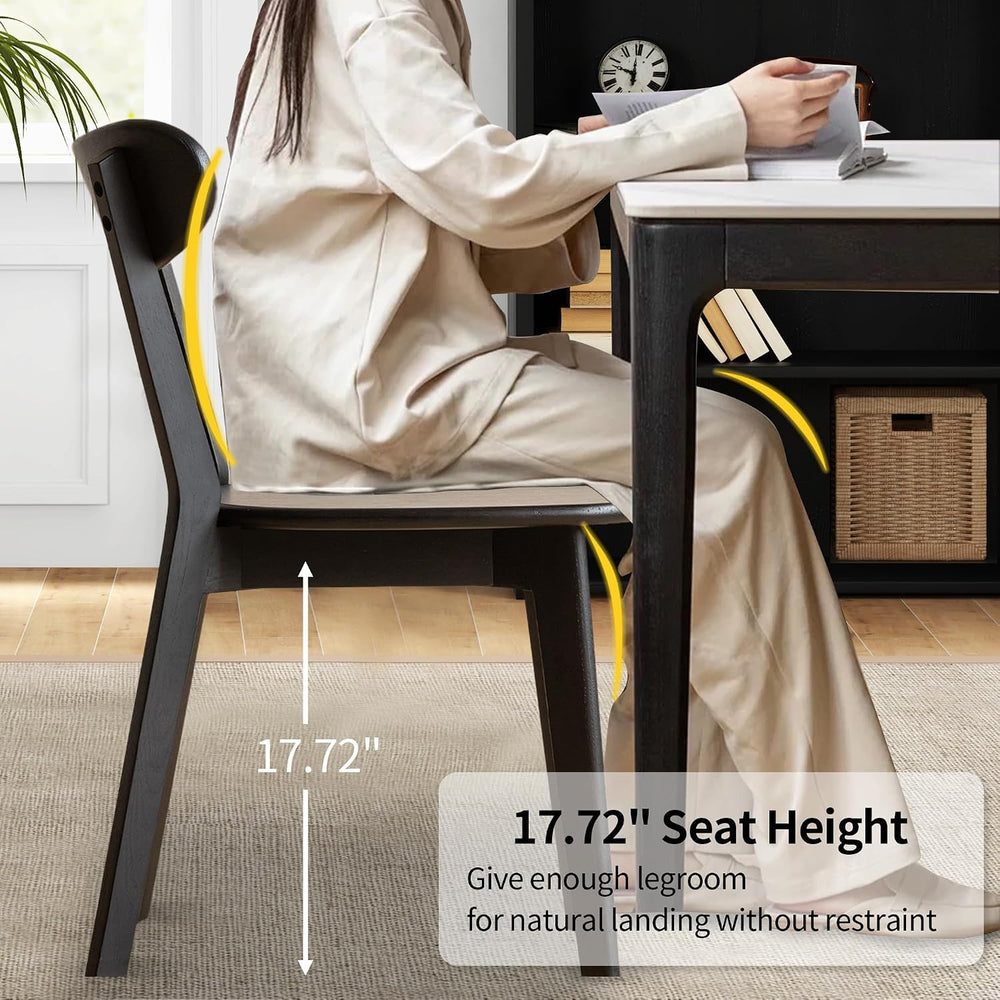 Modern Dining Chairs, Solid Oak Wood Dining Chair with Comfortable Backrest, ...