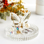 4 Inch Crystal Butterfly Ring Holder Dish Jewelry Tray Wedding Decor | Crystal Glass Butterfly Ring Holder for Rings Earrings Jewelry Engagement Wedding Gift for Women Mother Wife Bride Bridesmaid