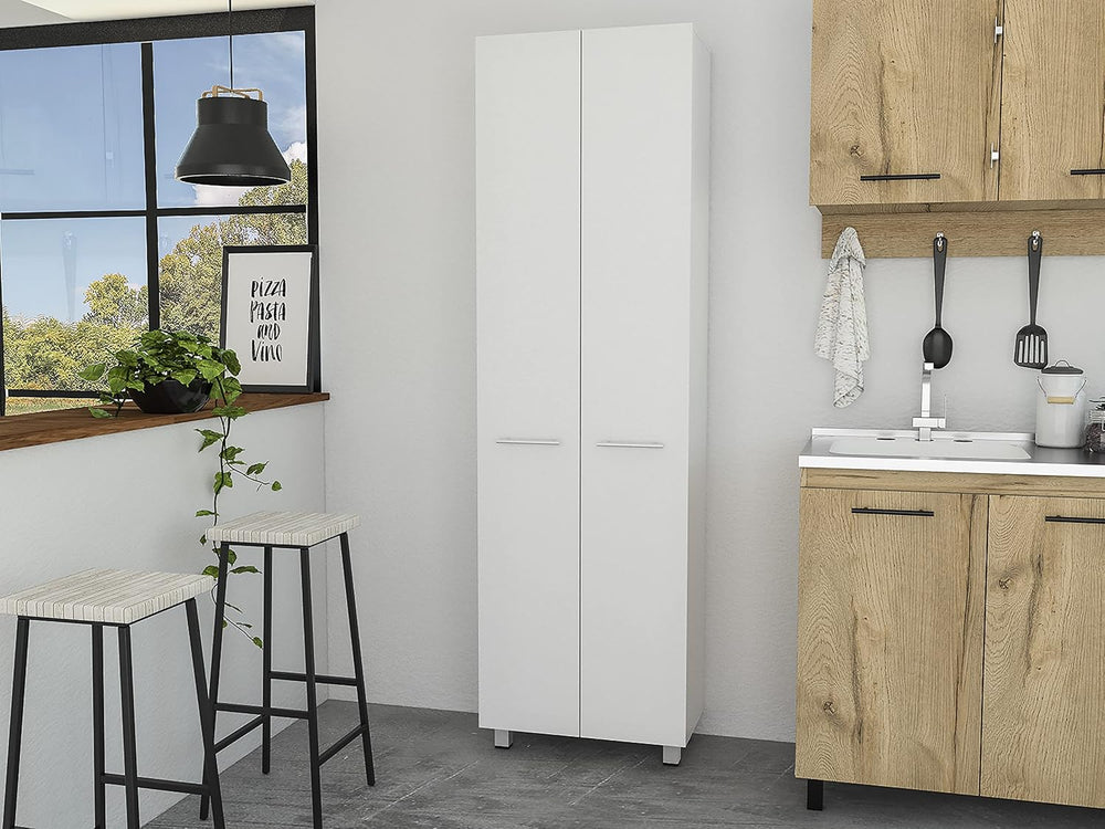 Pensacola Double Door Pantry Cabinet: 78" High Storage with 5 Shelves - ...