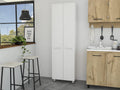 Pensacola Double Door Pantry Cabinet: 78" High Storage with 5 Shelves - White Modern Style Particle Board for Home Organization & Kitchen Storage
