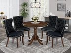 East West Furniture ANDA5-AWA-24 5 Piece Dining Table Set Consists of a Round Kitchen Table with Pedestal and 4 Polyester Fabric Padded Chairs, 36x36 Inch, Antique Walnut
