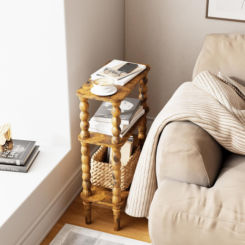 Veegle Side Table, Small End Table with Storage Shelf, 3-Tier Small Coffee Ta...