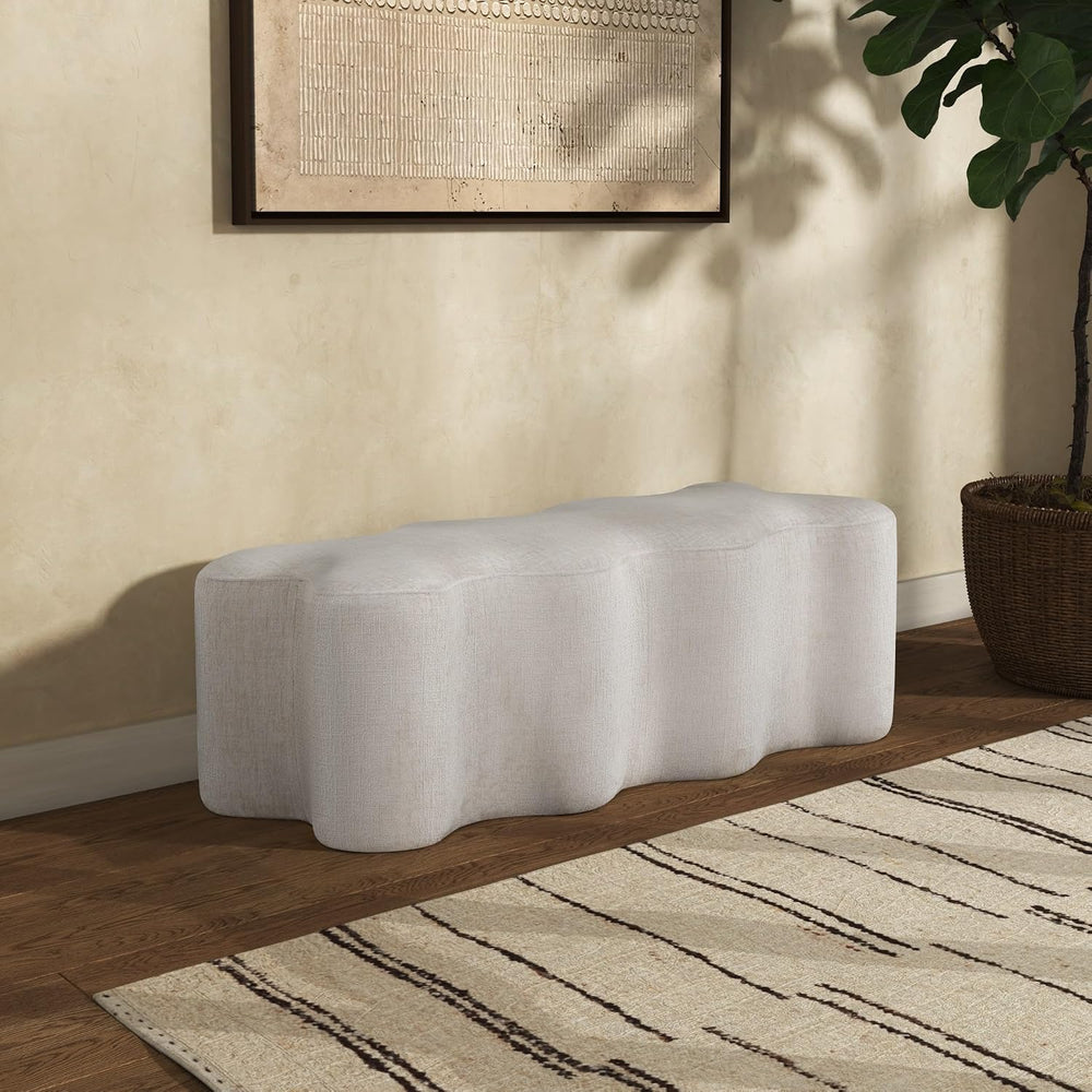 SAFAVIEH Couture Collection Jacqualessa Cream Chenille Bench (Fully Assembled)