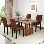 LSSPAID Dining Chairs Set of 4, Modern Stylish PU Leather Upholstered Parson Chair, Dining Room Chairs with Solid Wood Legs for Kitchen Living Room, Brown