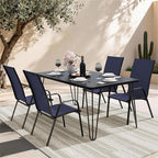 JEAREY Patio Dining Chairs Set of 4, Outdoor Stackable Dining Furniture Set, All Weather Dining Set for Lawn, Garden, Backyard, Poolside, Navy Blue