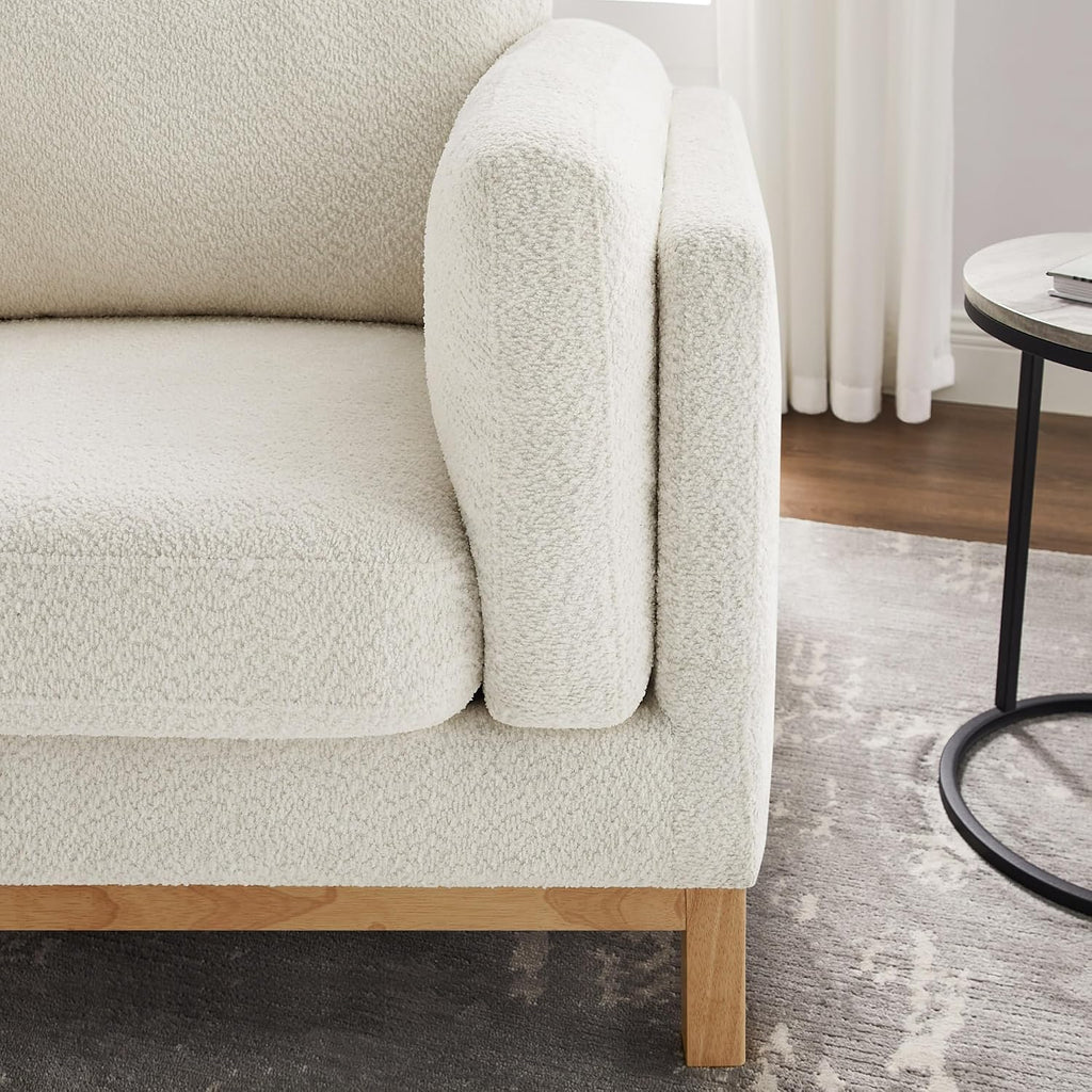 Oversized Accent Chair Set of 2, Modern Upholstered Chairs | Boucle Reading Chair with Solid Wood Legs and 400 lbs Capacity, Cozy Seating for Living Room, Bedroom & Office, Ivory White
