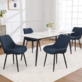 Dining Chair Set of 4, Modern Dining Chairs with Thick Cushions, Faux Leather Upholstered Kitchen Dining Room Chairs with Metal Adjustable Legs for Dining Living Room, Blue