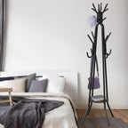 Simple Houseware Standing Coat Hat Hanger Organizer Tree Shaped Rack with Shelf for Entryway, Bedroom, and Hallway, 20 Hooks, Rustic Brown