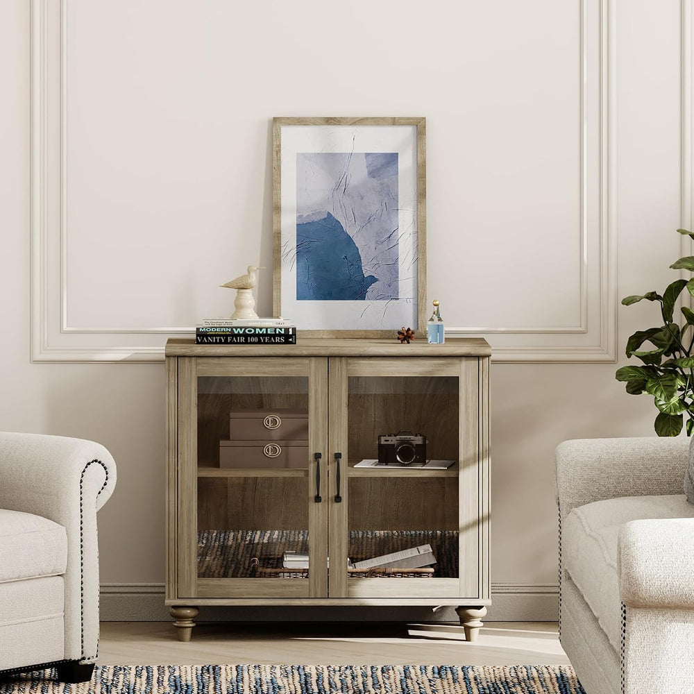 WAMPAT Farmhouse End Table with Ample Storage, Large Mid Century Modern Wood ...