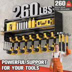 Veitorld Power Tool Organizer with Charging Station, 4 Drill Holders, Heavy Duty Modular Wall Mount Rack for Garage & Shed Organization, Tool Storage Organizer, Gifts for Men Dad Husband Christmas
