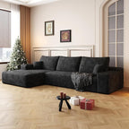 Eafurn Oversized L-Shaped Modular Sectional Sofa with Chaise, Fluffy Corduroy Upholstered Boneless Couch with Deep Seat, Minimalist Flexible Combination for Living Room | Breathable material, Full Foam, Anti-slip