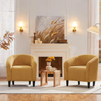 Yaheetech Accent Barrel Chair, Boucle Fabric Club Chair, Furry Sherpa Elegant and Cozy, Soft Padded Armchair for Living Room Bedroom Reception Room Office, Mustard Yellow
