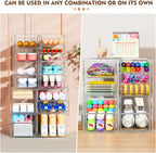 22 Drawers, Acrylic Desk Makeup Organizer, Plastic Drawers Organizer, Stackable Storage Solution for Makeup, Dresser, Office, Bathroom Clear Plastic Craft and Bead Storage Cabinet