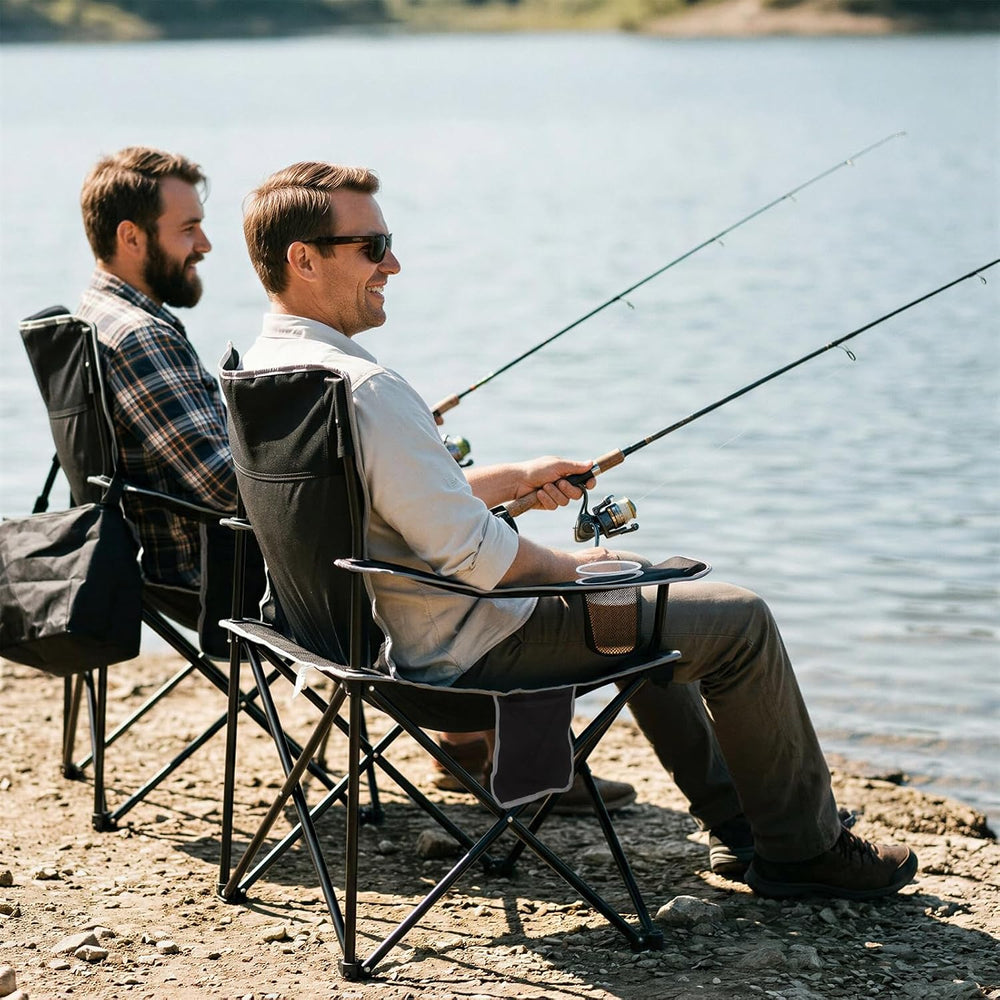 Romswi Lightweight 2Pcs Camping Chairs for Adults, Folding Lawn Chair with 4-...