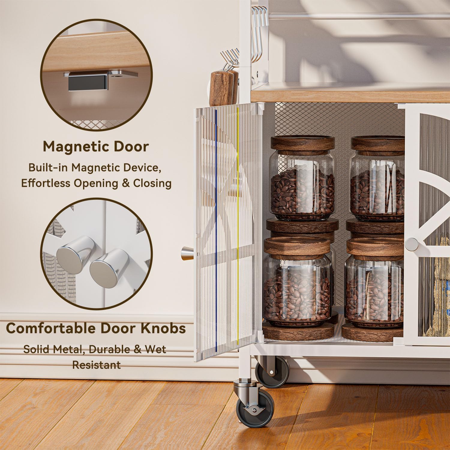 Xubialo 3 Tier Small Rolling Coffee Bar Cart, 16.9 x12 Kitchen Station with Storage