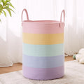 Large Rainbow Hamper Laundry Basket for Baby Girls Kids Nursery | 60L Pastel Unicorn Woven Clothes Hamper Tall Blanket Basket in Playroom Bedroom 15Dx20H inches