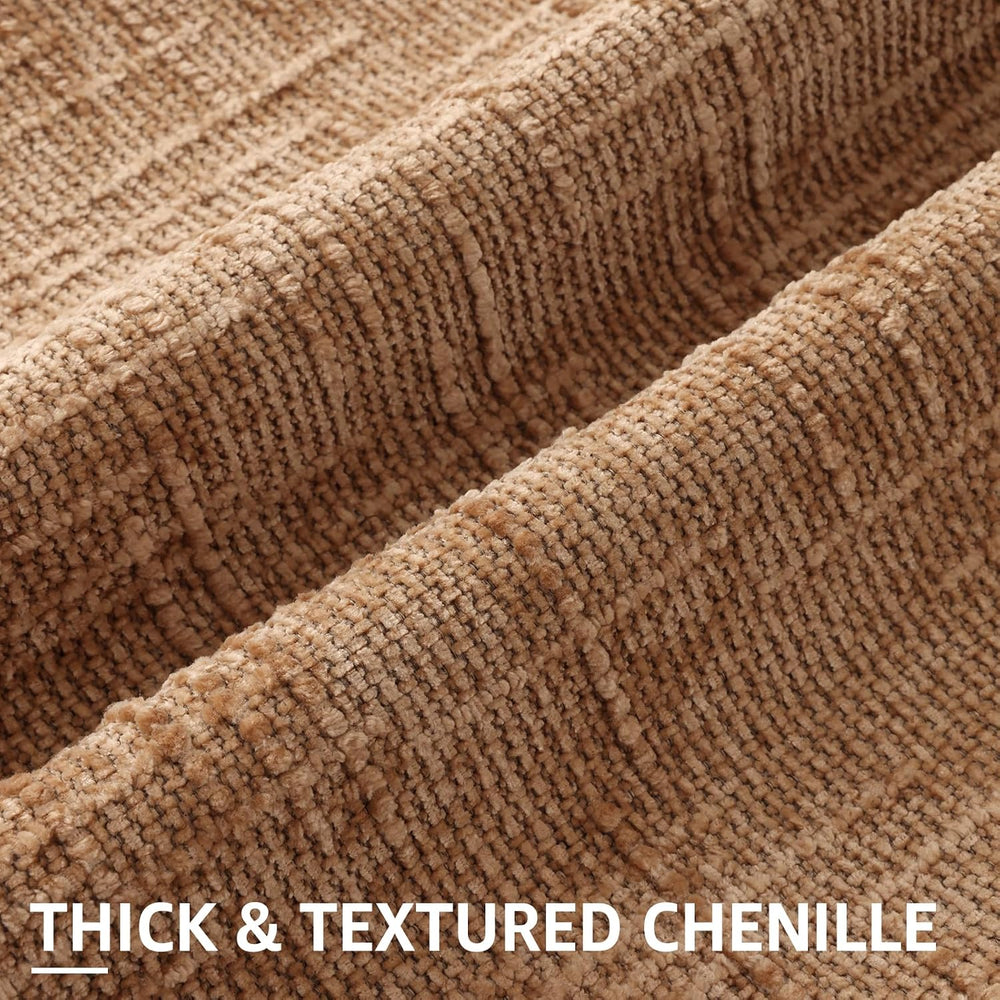 decorUhome Textured Chenille Throw Pillow Covers 24x24 Set of 2 Camel