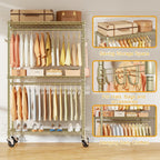 P1 Rolling Clothes Rack, Portable Wardrobe Closet with Wheels, Heavy-Duty Closet Clothing Rack for Hanging Clothes, 35.5" W x 15.7" D x 80.5" H, Hold 500lbs, Gold