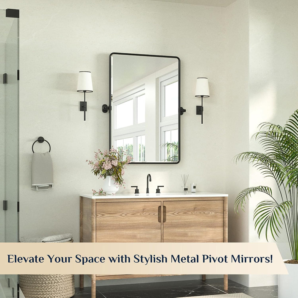 Keonjinn 24x36 Inch Black Povit Mirror for Bathroom, Tilt Mirror