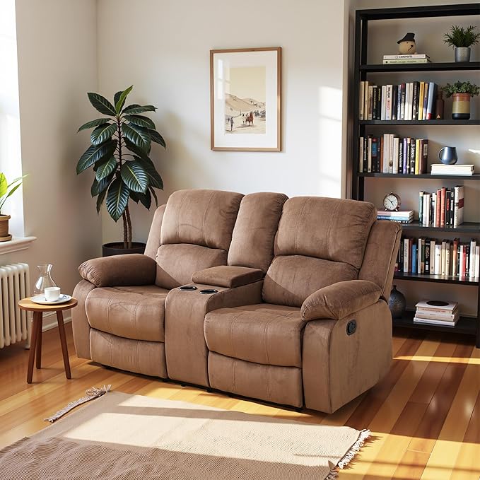 Recliner Sofa Set Couches for Living Room Chair Pineapple Velvet Fabric Living Room Furniture Sets, Adjusted Loveseat Reclining Couch Furniture Sofa Set for Theater Seating, Brown