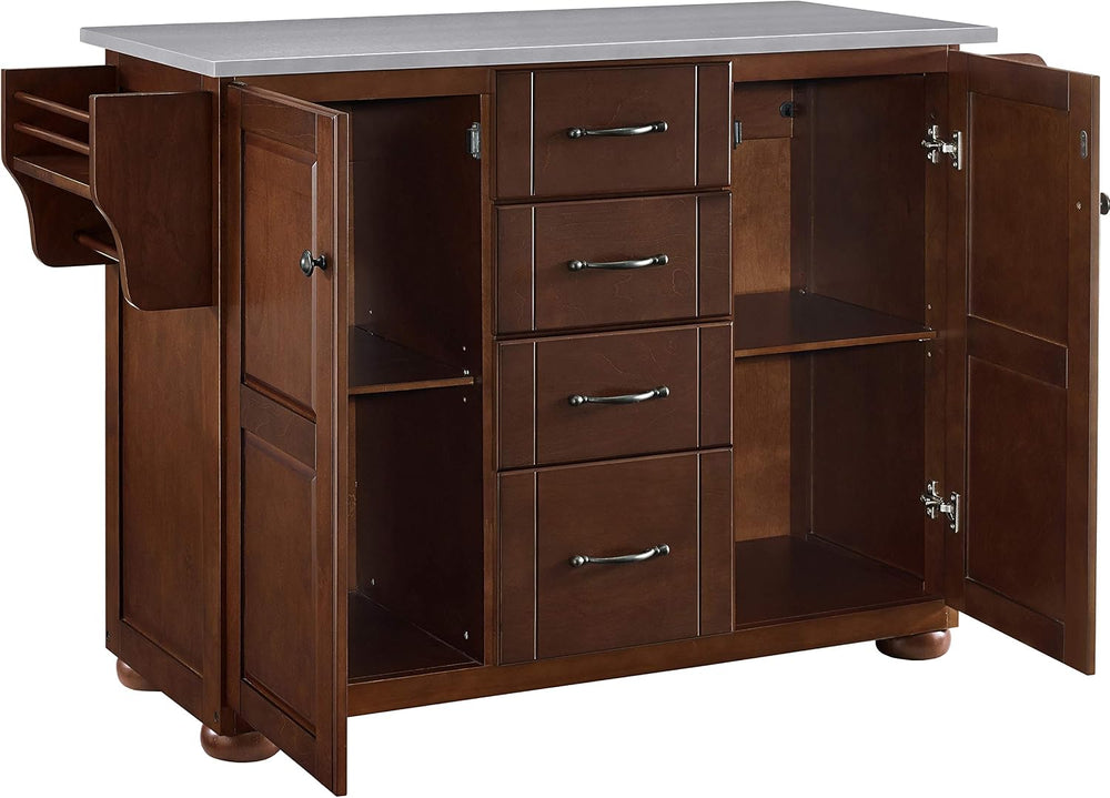 Crosley Furniture Eleanor Stainless Steel Top Kitchen Island with Spice Rack,...