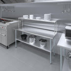 Stainless Steel Work Table with Wide Single Tier Overshelf | 24" x 72" Work Table + 12" Overshelf