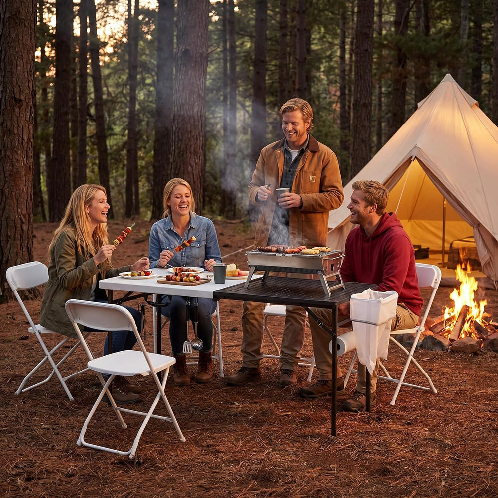 Folding Table, 5ft Folding Grill Table, Portable Camping Table for Cooking &a...