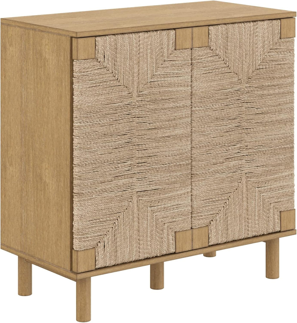 Nathan James Beacon Accent Buffet Sideboard Cabinet, Natural Light Wood Stora...