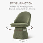 Swivel Dining Chairs Set of 1, Upholstered Mid Century Modern Deskchair with Round Back, Linen Fabric Kitchen Chairs for Dining Room, Bedroom, Dressing Room, Green