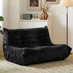 HABUTWAY Bean Bag Chair, Giant Bean Bag Chairs for Adults, Loveseat Fireside Chair, 2 Seater Lazy Bean Bag Sofa Memory Foam Couch for Living Room, Bedroom, Office (Black)