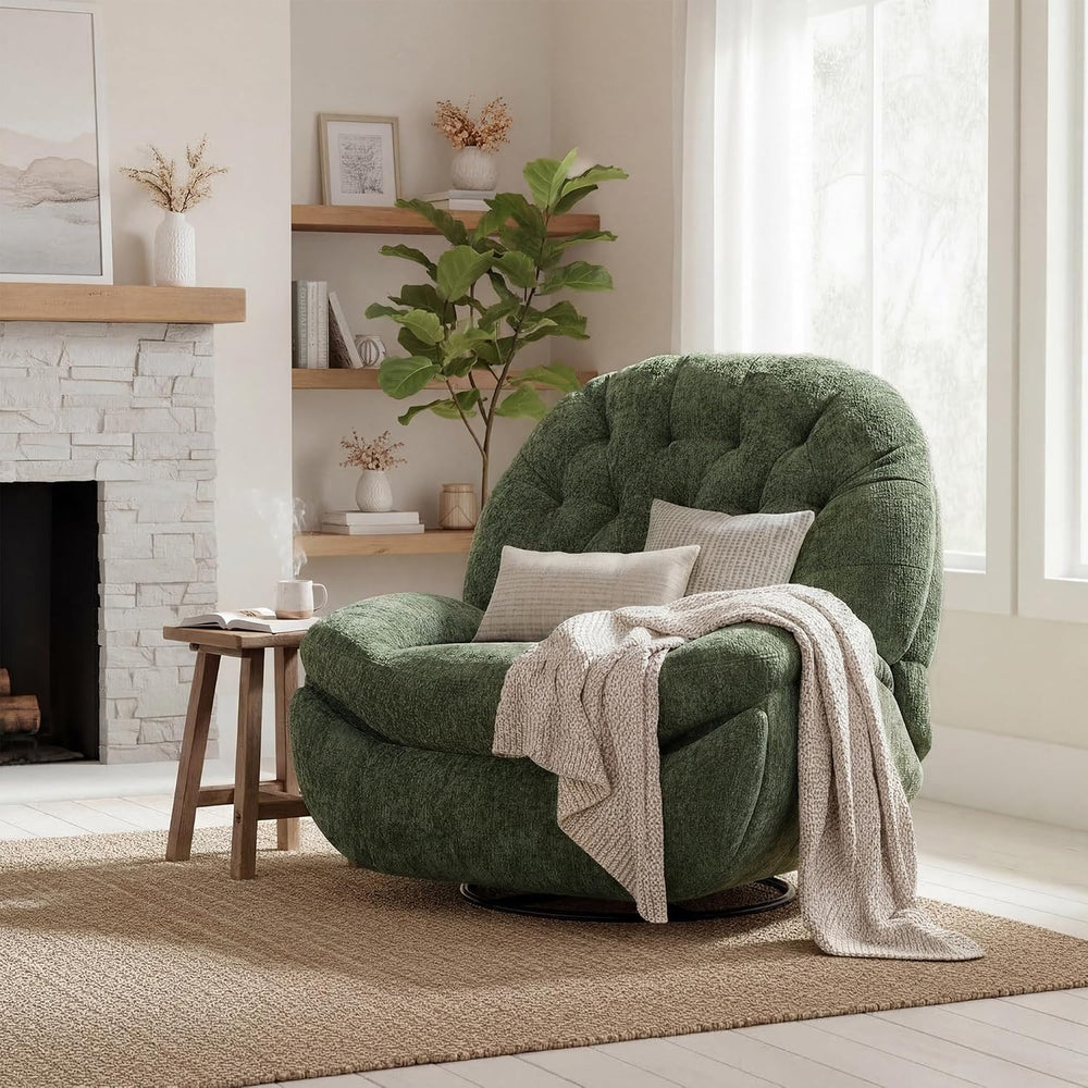 Swivel Rocker Recliner, Oversized Rocking Chair with Phone Holder