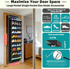 PAULONE 10-Pocket Multi-Use Over the Door Organizer, Heavy Duty 95lbs Capacity with Breathable Mesh, Versatile Hanging Storage for Shoes, Toys, Office Supplies-Classic (Black, 10-Shelf,)